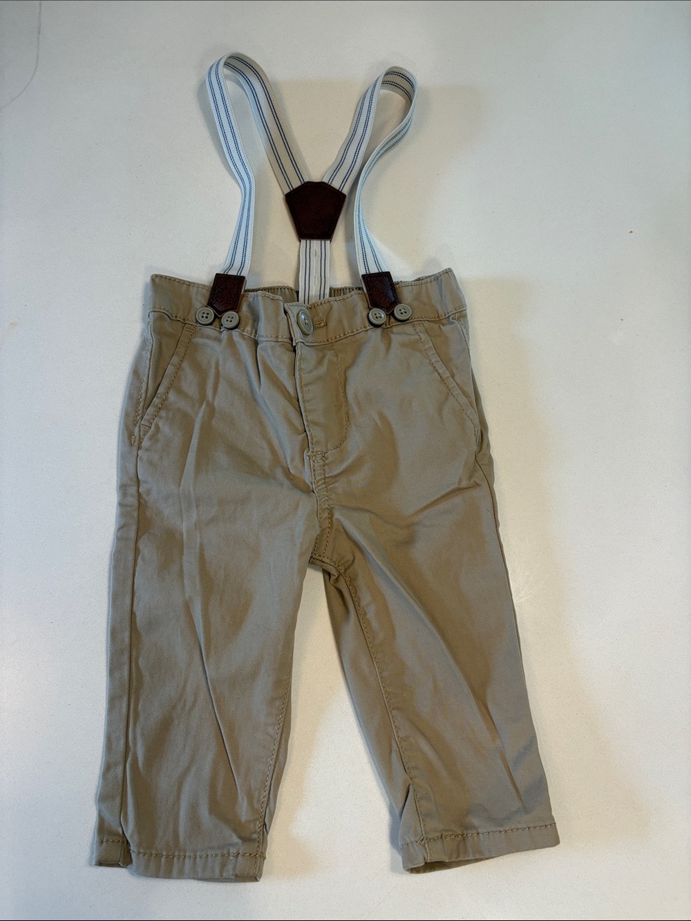 Baby B’Gosh Tan Cotton Pants with Detachable Suspenders
